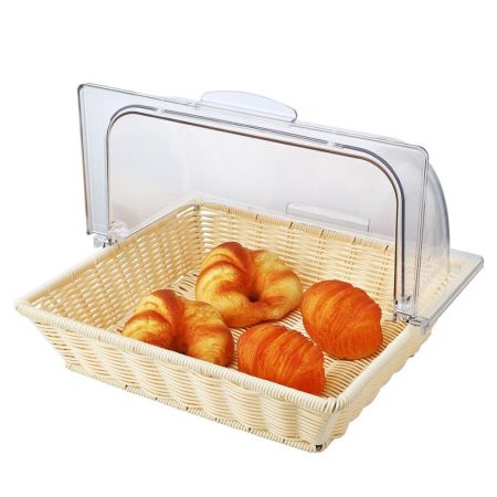 Корзина для хлеба и выкладки 36*33 см h8 см с откидной Roll-top крышкой ротанг SUNNEX