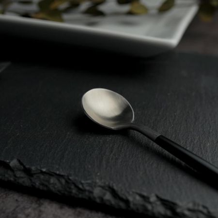 Ложка чайная 13,1 см ручка матовый черный PVD Lounge P.L. [12]