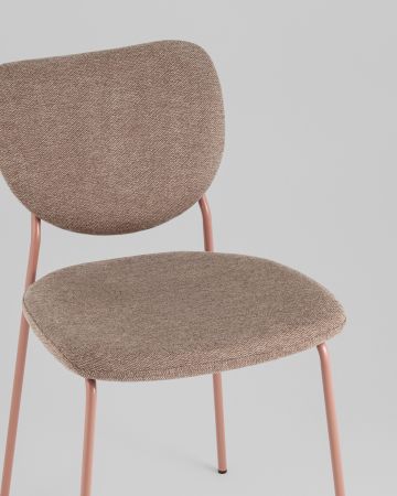 Стул обеденный Gigi шенилл коричневый розовые ножки