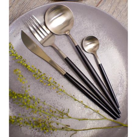 Нож столовый 22 см ручка матовый черный PVD Lounge P.L. [12]