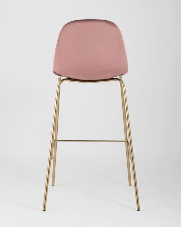 Стул барный Валенсия велюр пыльно-розовый золотые ножки