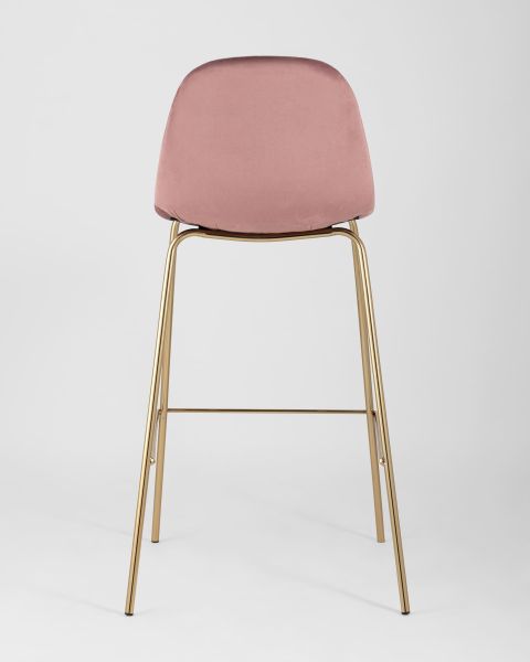 Стул барный Валенсия велюр пыльно-розовый золотые ножки