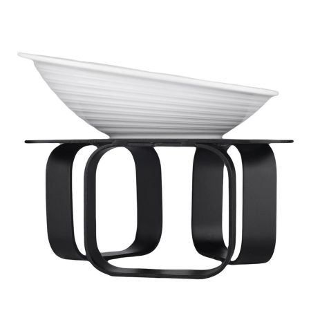 Подставка фуршетная стойка 31*31 см h21,8 см черный металл + салатник 33,5*31 см h6 см меламин P.L.