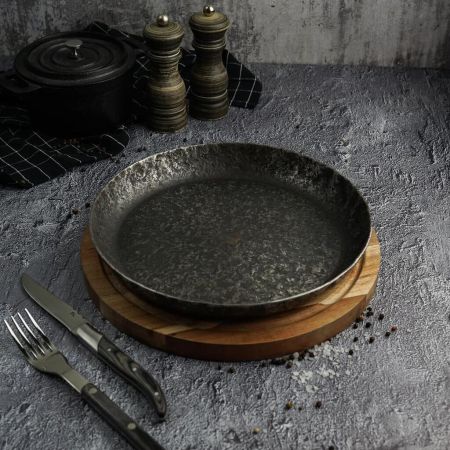 Сковорода для подачи 26 см h3,1 см круглая без ручки "Vintage Blued" углерод. сталь ИНДУКЦИЯ P.L.