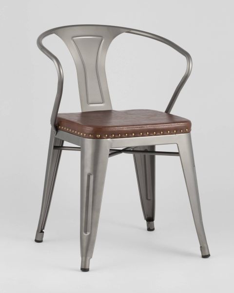 Стул TOLIX ARMS SOFT с подлокотниками серебристый