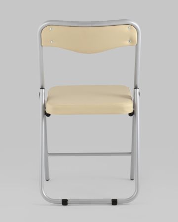 Складной стул Джонни экокожа кремовый каркас металлик
