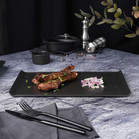 Блюдо прямоугольное 33,5*20,5 см h1,5 см с бортами Side Up2 Black Raw Stellar P.L. Proff Cuisine [1]