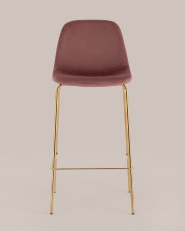 Стул барный Валенсия SN велюр пыльно-розовый золотые ножки
