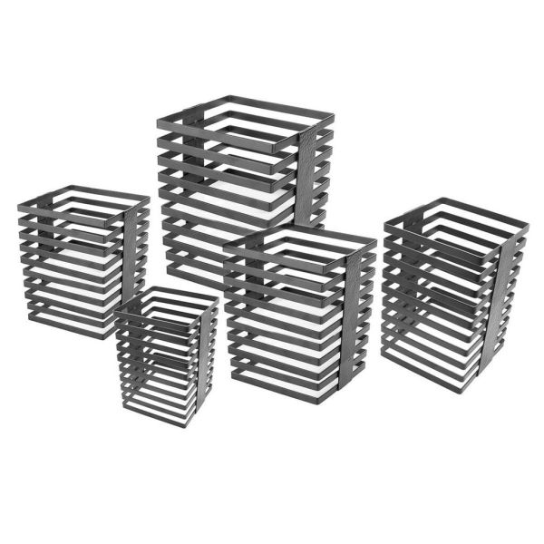 Подставка фуршетная стойка набор 5 шт квадрат Cutouts (15*15 см h15/23/30/37/47 см) черная P.L.