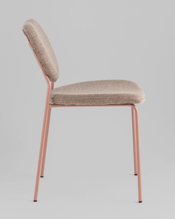 Стул обеденный Gigi шенилл коричневый розовые ножки