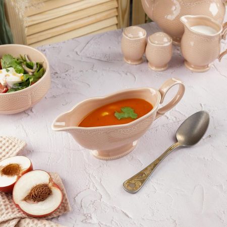 Соусник 390 мл 18,5*8,2 см h9,5 см с ручкой фарфор Aristocrat Peach Tea Noble [1]