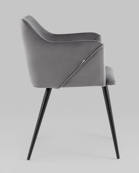 Стул с подлокотниками Джоэл велюр серый