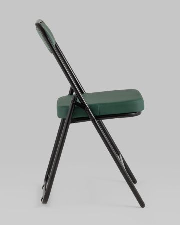 Складной стул Джонни экокожа зелёный каркас черный матовый