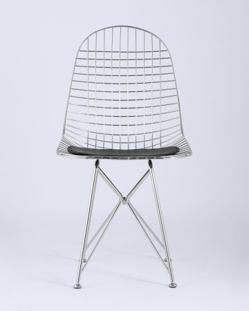 Стул обеденный Eiffel хромированный с черной подушкой