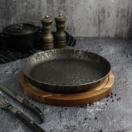 Сковорода для подачи 26 см h3,1 см круглая без ручки "Vintage Blued" углерод. сталь ИНДУКЦИЯ P.L.