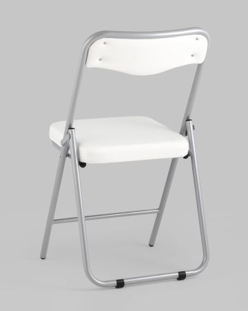 Складной стул Джонни экокожа белый каркас металлик