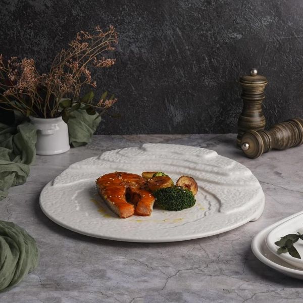 Тарелка d 31 см h4/1,5 см Oyster борт лесенка белая фарфор P.L. Proff Cuisine [6]