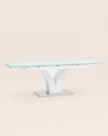 Стол обеденный Верона раскладной 160-220*90 глянцевый белый