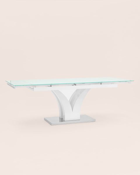 Стол обеденный Верона раскладной 160-220*90 глянцевый белый