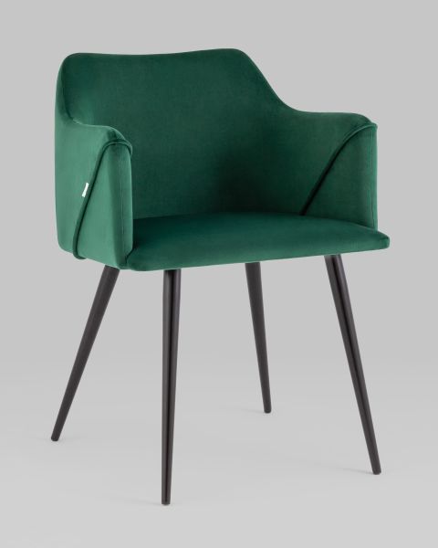 Стул с подлокотниками Джоэл велюр зелёный