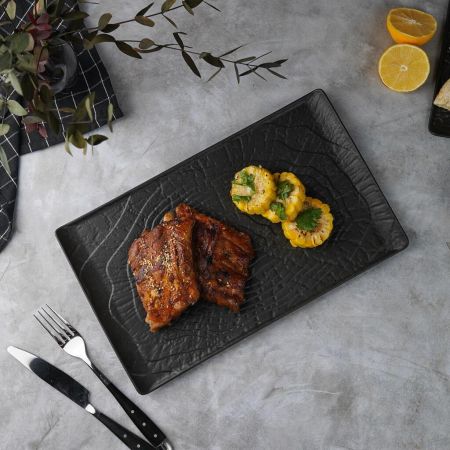 Блюдо прямоугольное 33,5*20,5 см с бортами Side Up2 Black Raw Wood P.L. Proff Cuisine [2]