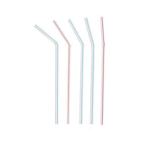 Трубочки 0,5*21 см со сгибом 1000 шт полосатые пластик P.L.