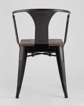 Стул TOLIX ARM WOOD с подлокотниками черный