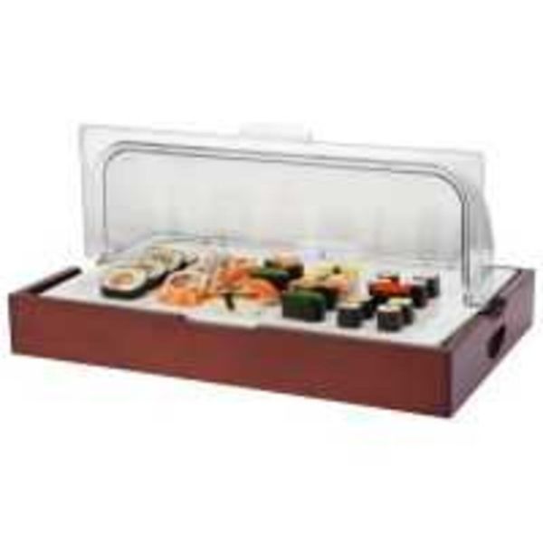 Поднос для выкладки 53*32,5*23,5 см фарфор на дерев. подставке с пласт. Roll-top крышкой SUNNEX