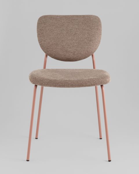 Стул обеденный Gigi шенилл коричневый розовые ножки