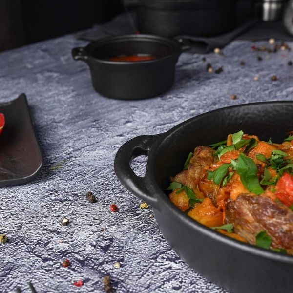 Блюдо круглое 18 см h4 см 570 мл с ручками Smooth Black Raw Stellar P.L. Proff Cuisine [4]