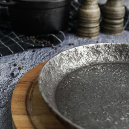 Сковорода для подачи 22 см h2,5 см круглая без ручки "Vintage Blued" углерод. сталь ИНДУКЦИЯ P.L.