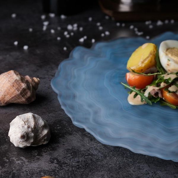 Тарелка d 24 см h2 см Blue Sunset матовое стекло P.L. Proff Cuisine [6]