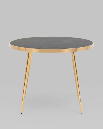 Стол обеденный Гелиос 100*100 стекло черный мрамор сталь золото