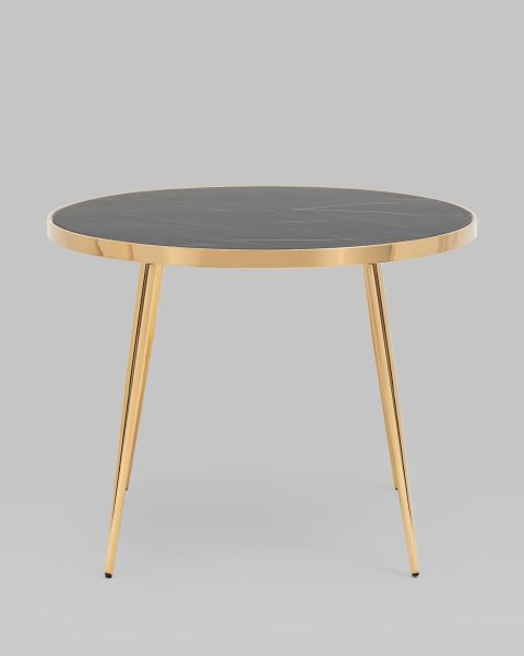 Стол обеденный Гелиос 100*100 стекло черный мрамор сталь золото