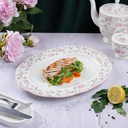 Блюдо овальное 34*27 cм h2,5 см Retro Ritz-La Vie En Rose Noble [1]