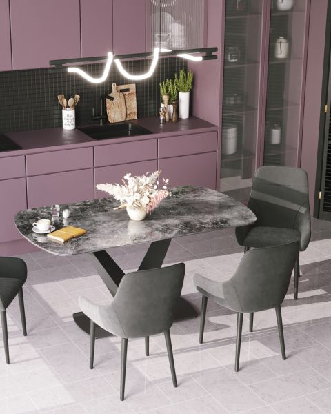 Стол обеденный Аврора 160*90 керамика черная