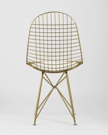 Стул обеденный Eiffel золотой с белой подушкой