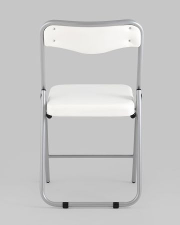 Складной стул Джонни экокожа белый каркас металлик