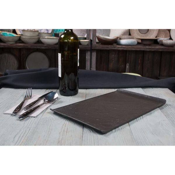 Блюдо прямоугольное 33,5*20,5 см h1,5 см с бортами Side Up2 Black Raw Stellar P.L. Proff Cuisine [1]