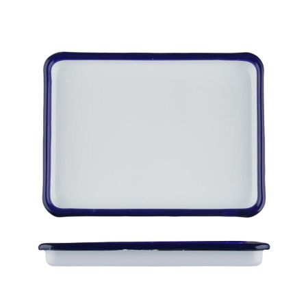 Блюдо прямоугольное 17*12,6*1,8 см 250 мл (поднос) Blue Rim эмалированая сталь SUNNEX [1]