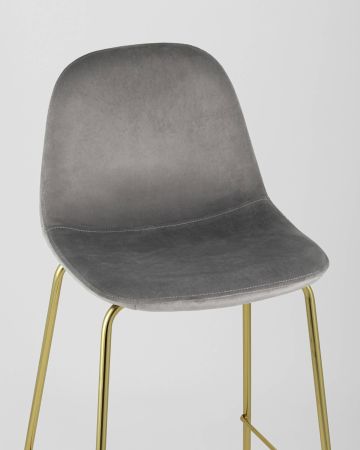 Стул барный Валенсия велюр серый золотые ножки
