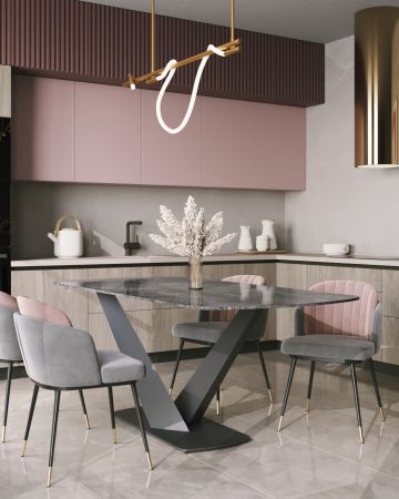 Стол обеденный Аврора 180*90 керамика черная