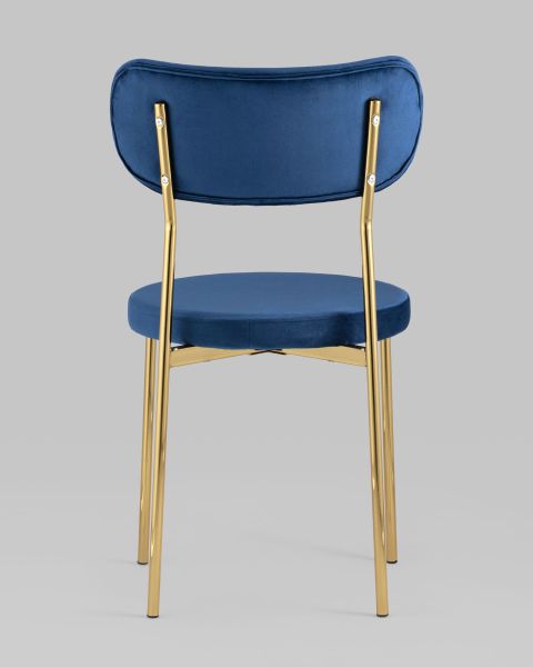 Стул Барбара велюр синий золотые ножки