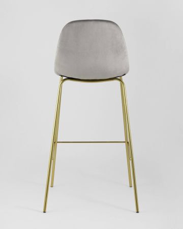 Стул барный Валенсия велюр серый золотые ножки