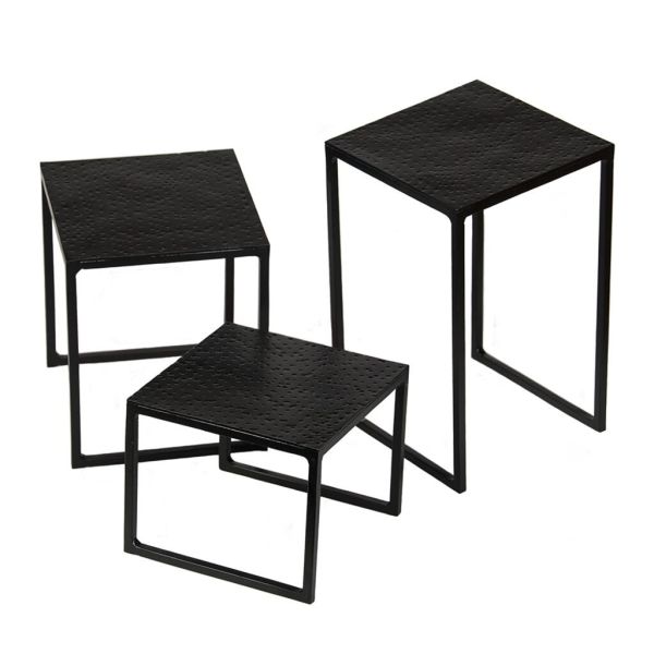 Подставка фуршетная стойка набор 3 шт П квадрат (12*12*10 см /12*12*15 см /12*12*20 см) черная P.L.