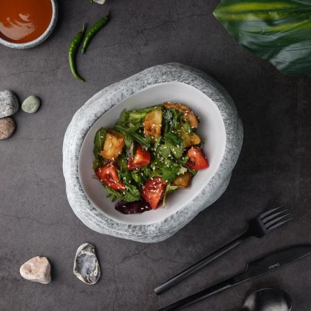 Салатник 600 мл 22,5*18,5 cм h8 cм Stone White Matt New Taiga P.L. [1]