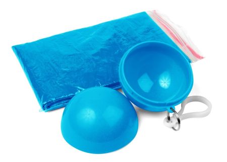 Дождевик в футляре-шарике на карабине, синий