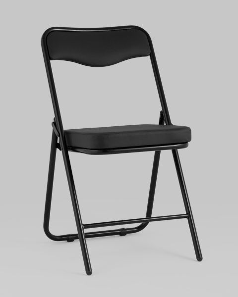 Складной стул Джонни экокожа черный каркас черный матовый