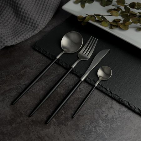 Нож столовый 22 см ручка матовый черный PVD Lounge P.L. [12]