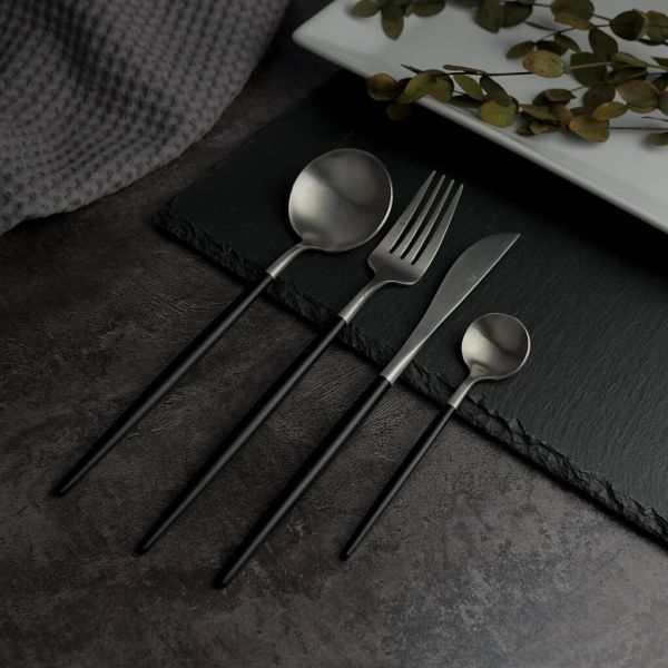 Нож столовый 22 см ручка матовый черный PVD Lounge P.L. [12]